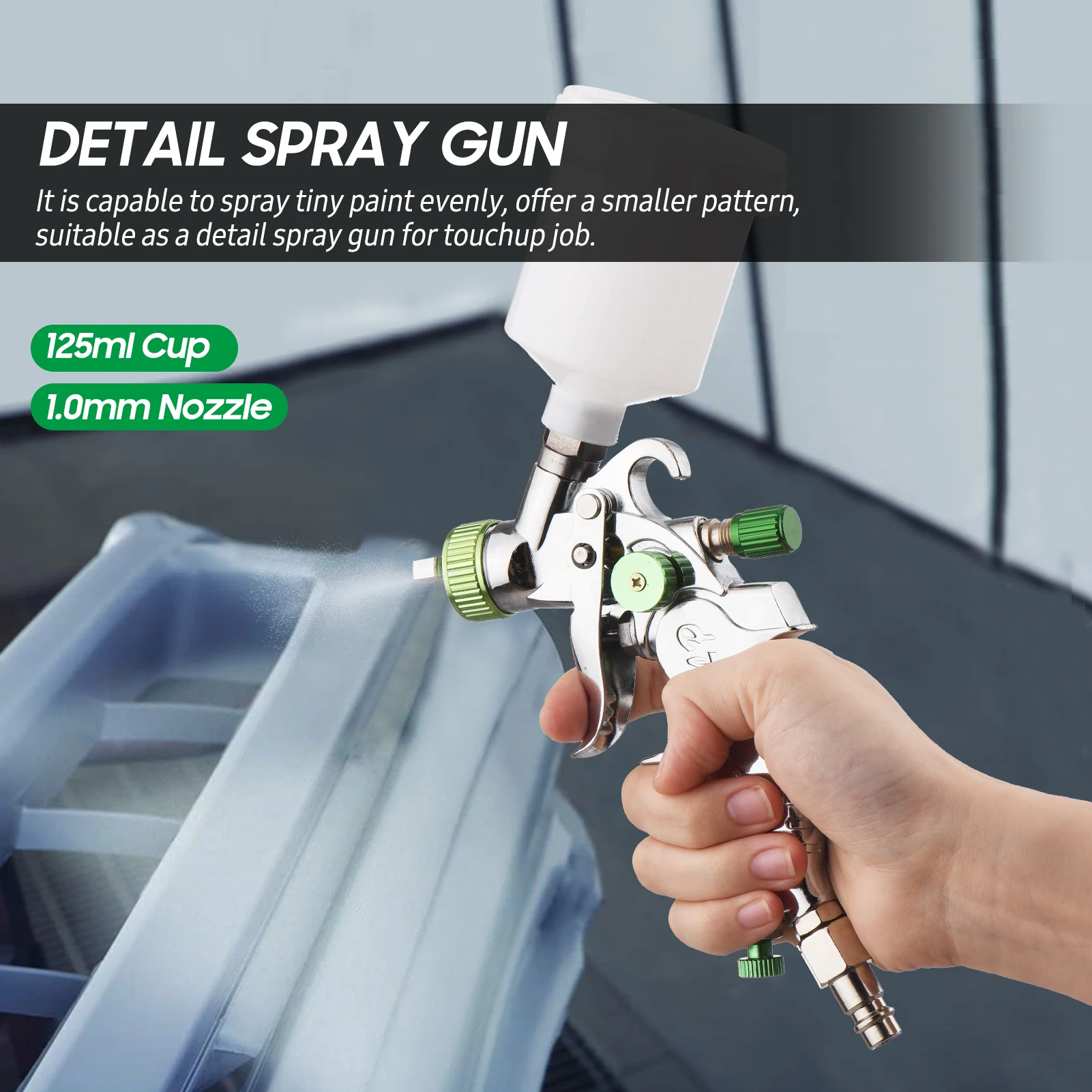 

Краскопульт HVLP с емкостью 600/125 мл, соплом 1,4/1,0 мм