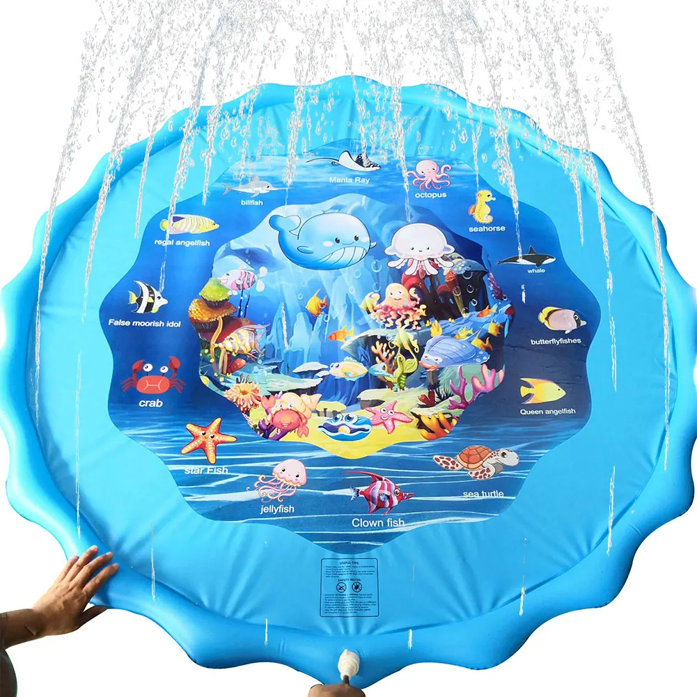 

Inflatable Splash Sprinkler Pad Outdoor Games Water Mat Baby Infant Wading Swimming Pool for Kids Toddlers Backyard Have Fun