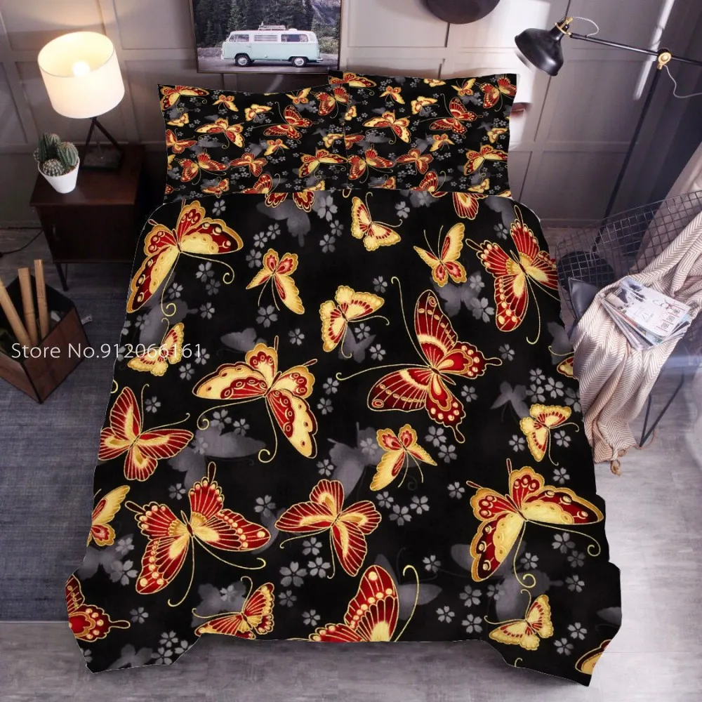 Butterfly Ladybug Pattern Bedcloth Quilt Cover Plus Pillowcase Cartoon Animal Bedding Set US/EU/AU Size Home Decoration 2/3 Pcs | Дом и сад