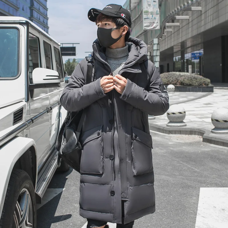 Мужская зимняя длинная уличная одежда с капюшоном мужская повседневная модная