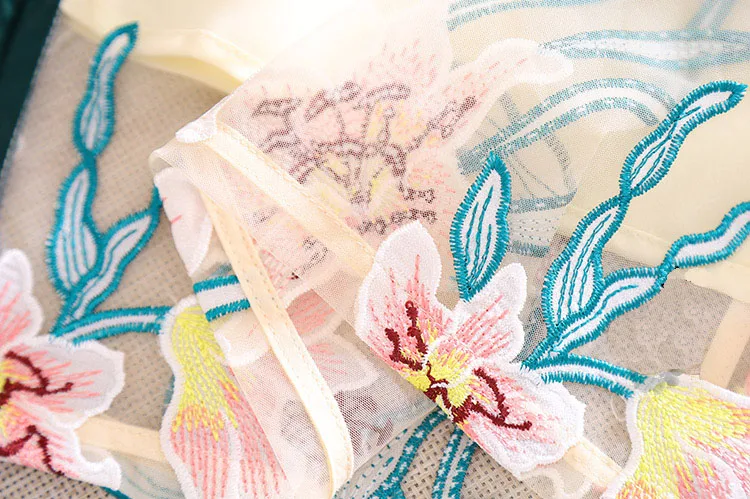 Высококачественное летнее модное женское Сетчатое платье Ципао с вышивкой в