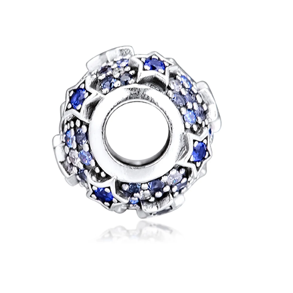 QANDOCCI 925 Sterling Silver Original Bead Elevated Stars Pave Charms Fits Pandora Bracelets Beads for Jewelry Making | Украшения и