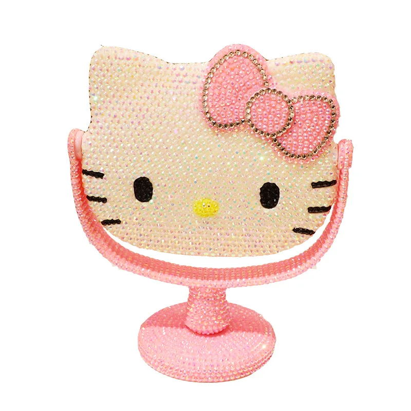 Зеркало для макияжа Hello Kitty Ручной Работы Стразы блестящее туалетное зеркало