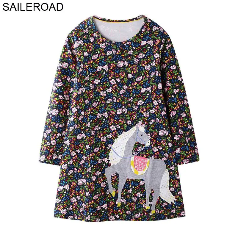 7200 same picture SAILEROAD Платье Единорога Дети Vestidos Осень Девочек Платье с Длинным Рукавом для Детей Животное Платье Хлопок Рождество Платье Одежда - Цвет: 7200 same picture