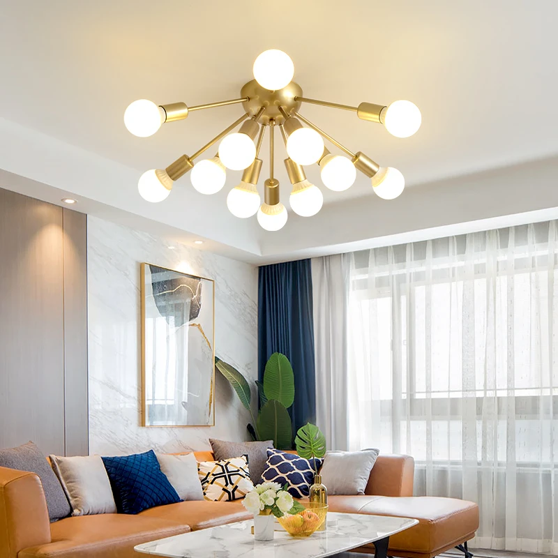 Современные светодиодные потолочные лампы Золотое освещение для гостиной