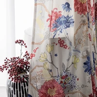 modern and simple polyester cotton floral printing curtain finished custom shading curtains for living dining room bedroom