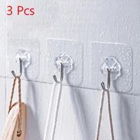3pcs hanger hook transparent strong adhesive wall hangers hooks vacuum suction cup heavy bathroom stainless steel hanger