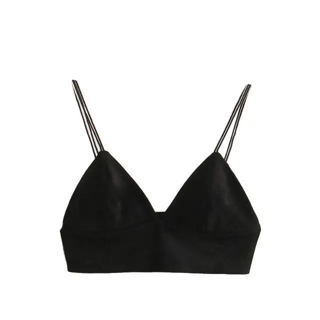 

Crop Top Summer Sexy Pink Strappy Suede Cami Camisole Women Tops