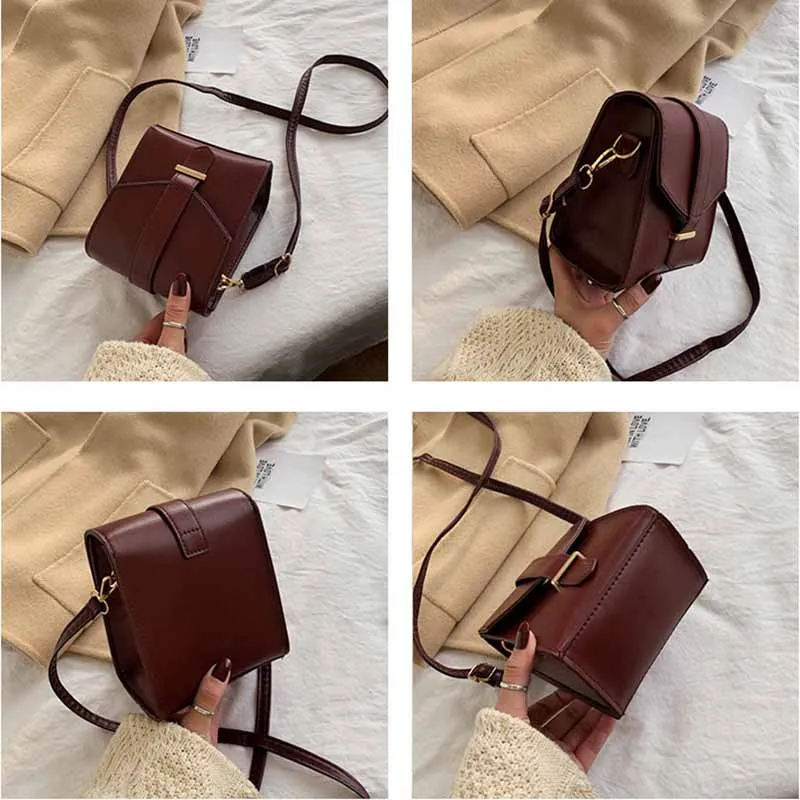 

Crossbody Bags Women PU Flap Fashion Mini Single-shoulder Vintage Retro Harajuku Solid All-match Students Brief Chic Ulzzang New