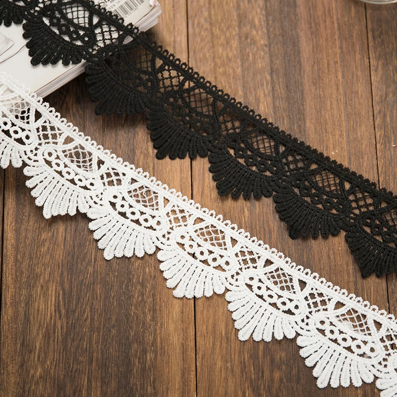Кружевная лента шириной 6 см 2 ярда в партии черно-белая ажурная кружевная отделка