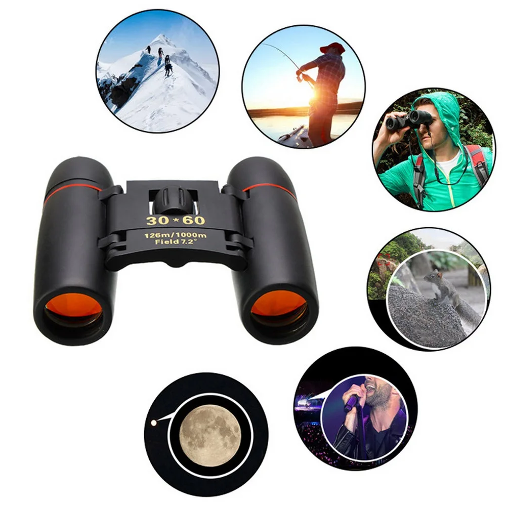 

30x60 Zoom Telescope Folding Binoculars with Low Light Night Vision for Outdoor Bird Watching Travelling Hunting Camping