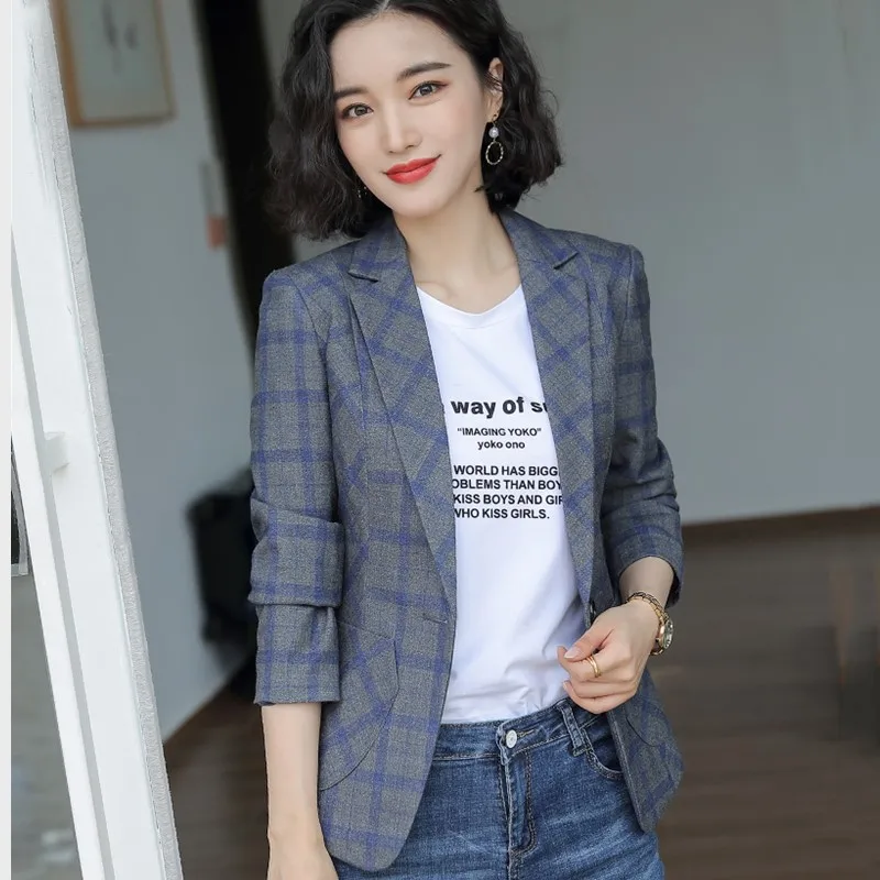 Женский клетчатый мини костюм в стиле ретро модель 2019 года модный британском