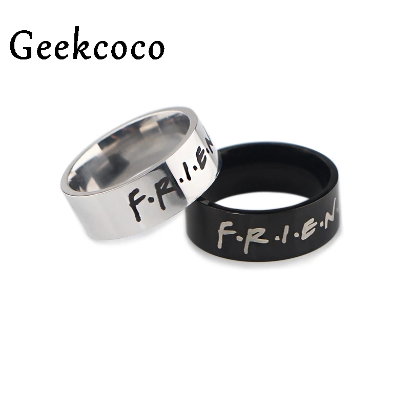 

J1274 Cartoon Friends Tv Show Steel Rings black for Women Men Couple Rings Jewelry Accessory