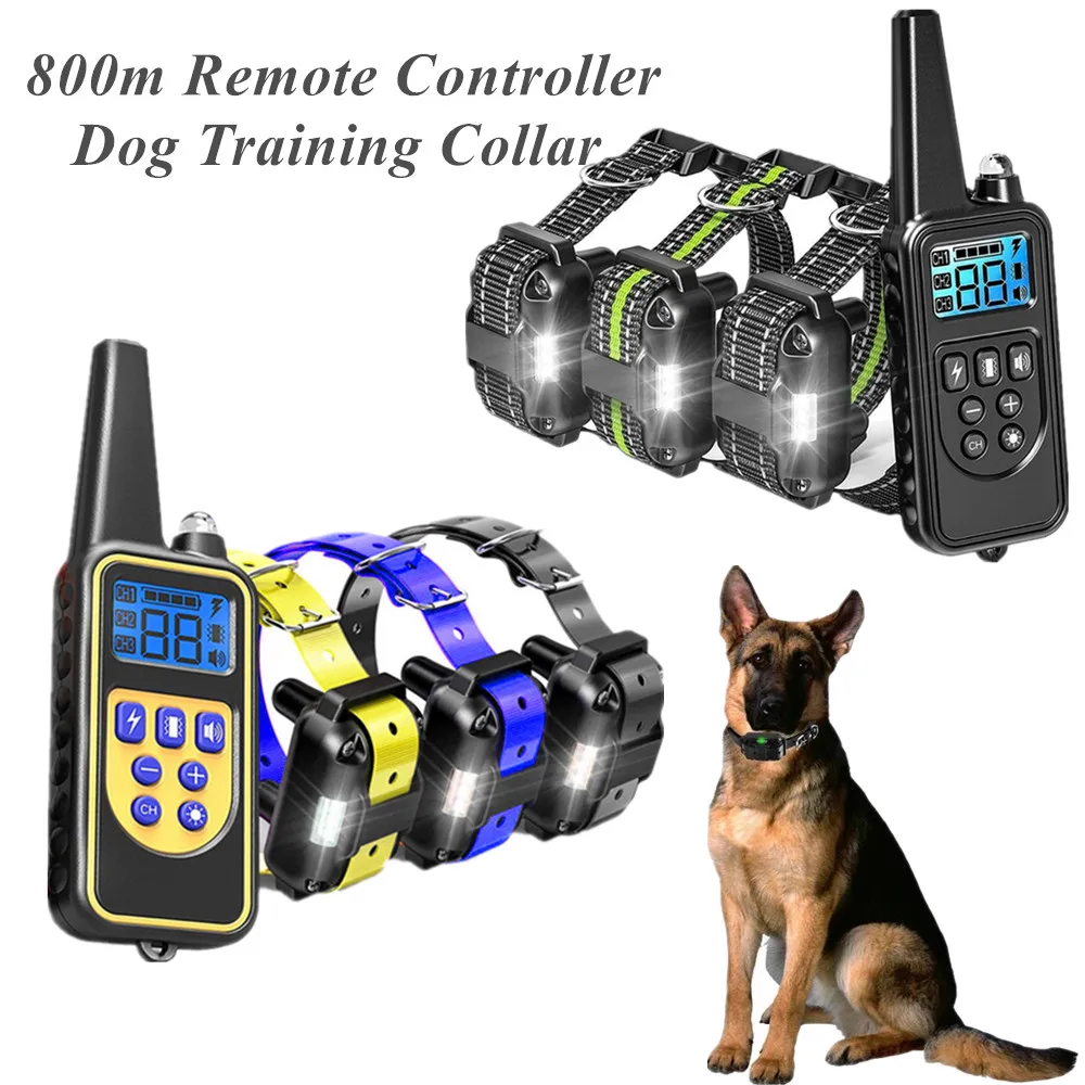 

For 800m Pet Remote Control Dog Training Collar Waterproof Rechargeable Dog toys Bark stopper Shock Vibration Sound for 3