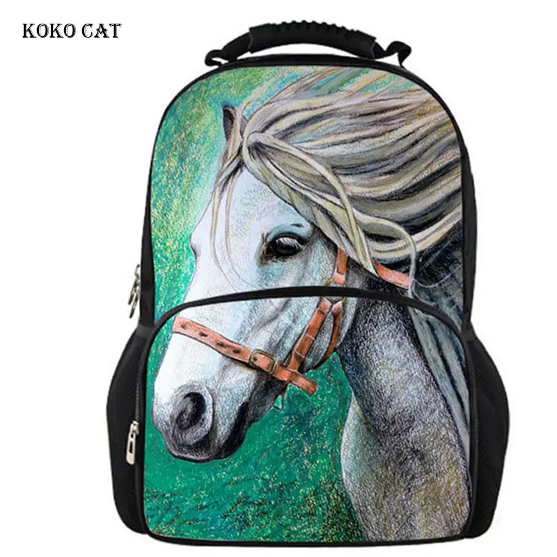 

Koko Cat 3D Cartoon Horse Backpacks for Teenagers Girls Boys School Bag Feminine Backpacks Children Back Pack Travel Daypack