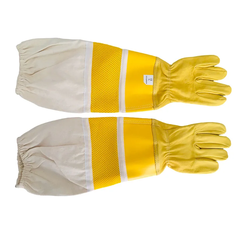 

a pair Sheepskin bee proof gloves Bee proof gloves Mesh cut out breathable anti sting bee keeping gloves Beekeeping tools