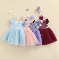 baby girl party dress short sleeve round neck floral a lined high waist hollow pearl princess dresses formal vestido for 0 3y