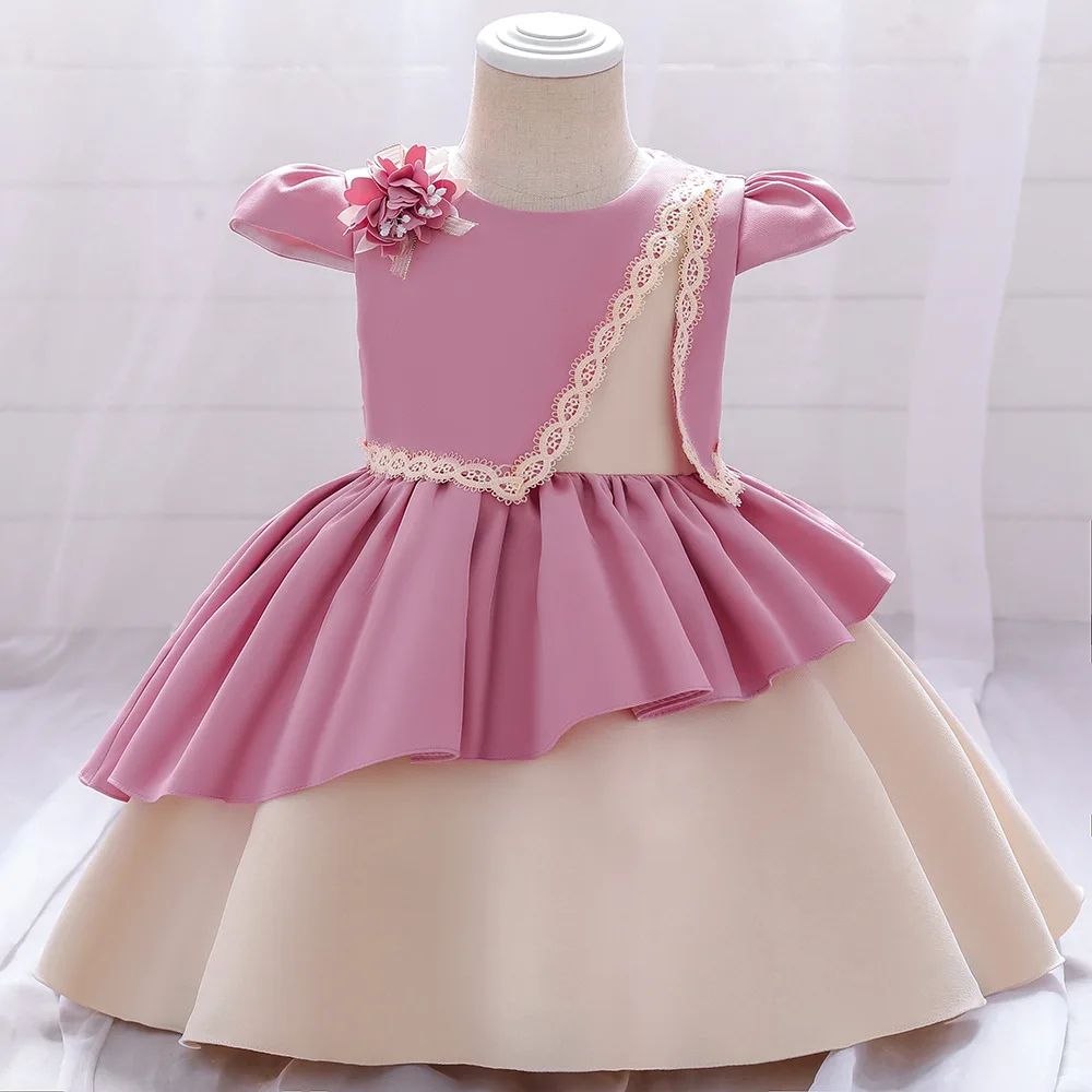 

Baby girl dress sweet applique satin full moon baptism dress princess dress flower girl dress dress for girl wedding party dress
