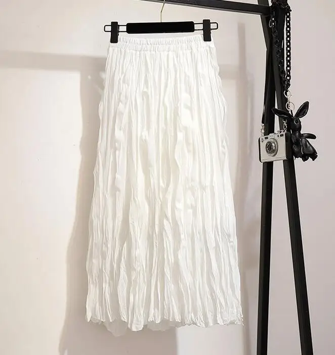 

Новая женская Повседневная Однотонная юбка до середины икры с высокой талией в Корейском стиле