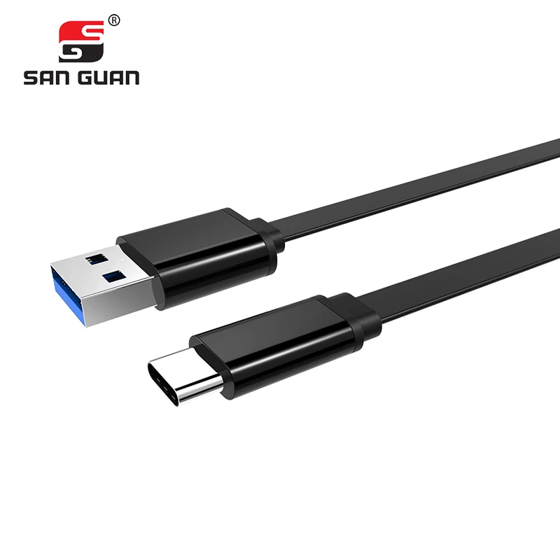 Плоский кабель с разъемом USB типа C 3A быстрая зарядка шнур для синхронизации