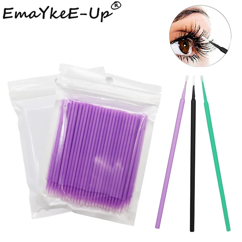 100 шт. одноразовые микрокисти для наращивания ресниц индивидуальные щётки
