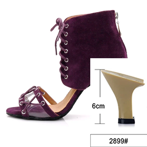 purple heel 6cm WUXIJIAO/туфли для латинских танцев; женские черные сапоги на высоком каблуке в английском стиле; удобная обувь для сальсы; вечерние туфли на молнии сзади - Цвет: purple heel 6cm