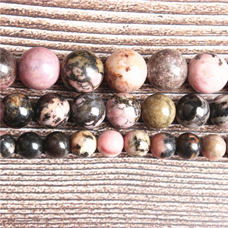 

LanLi 4 6 8 10 12mm natural Jewelr Black-line Rhodochrosite loose beads suitable for DIY men and women's bracelet necklace