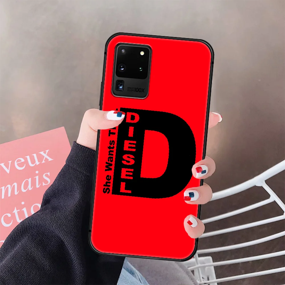 

Luxury Brand DIESEL Phone Case Cover Hull For Samsung Galaxy S 6 7 8 9 10 e 20 Edge Uitra Note 8 9 10 Plus black Cover Soft