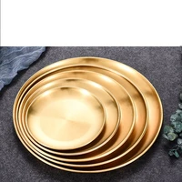 diameter 1417202326cm gold rose color stainless steel round charger plate wedding tray for home decoration