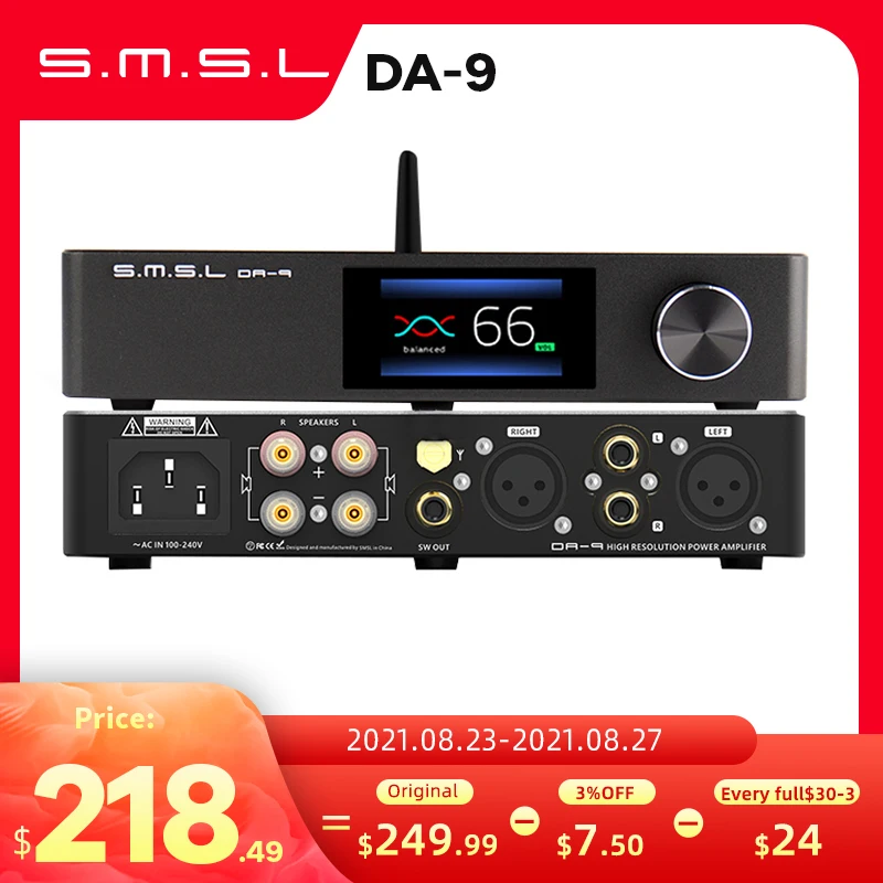 SMSL DA 9 высокое качество Мощность усилитель Bluetooth 5 0 APT X Поддержка DA9 с пультом