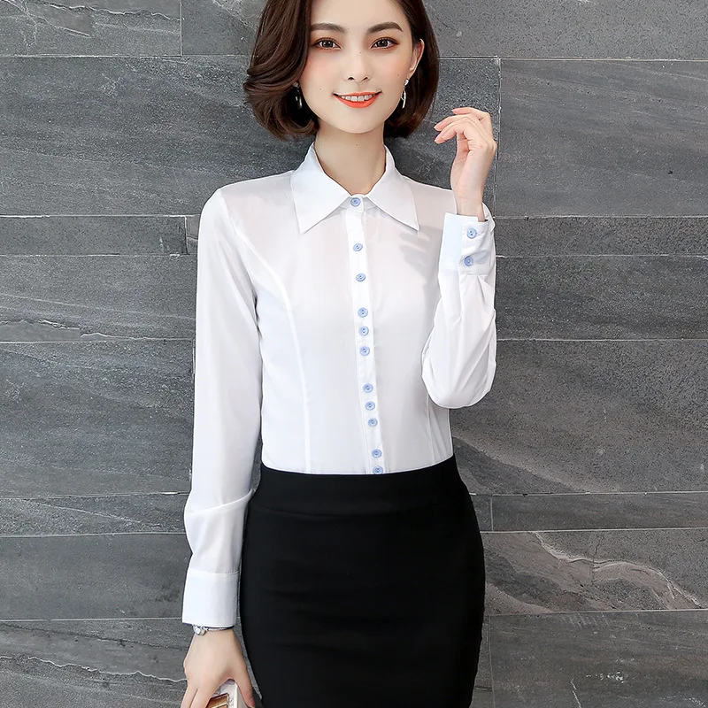 Женские рубашки Mujer De Moda 2019 Elelgant женские белые блузки рубашка плюс размер офисные