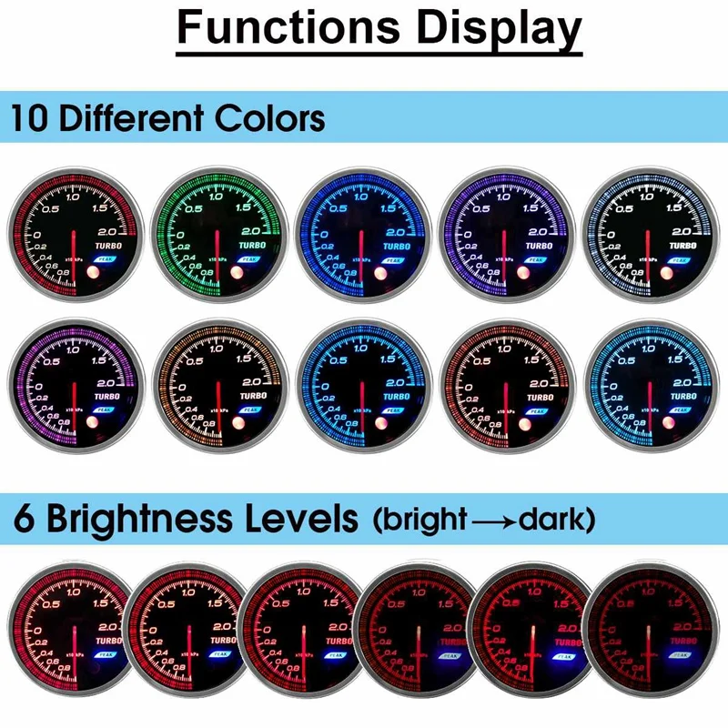 12 В 2 5 дюймов 60 мм Автомобильный турбо повышающий Манометр дисплей светодиодной