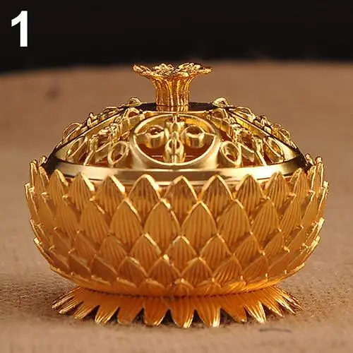 Gold Форма лотоса цинковый-медный сплав курильница Латунь Мини сандаловое дерево курильница креативный домашний офис декор держатель для благовоний - Цвет: Gold