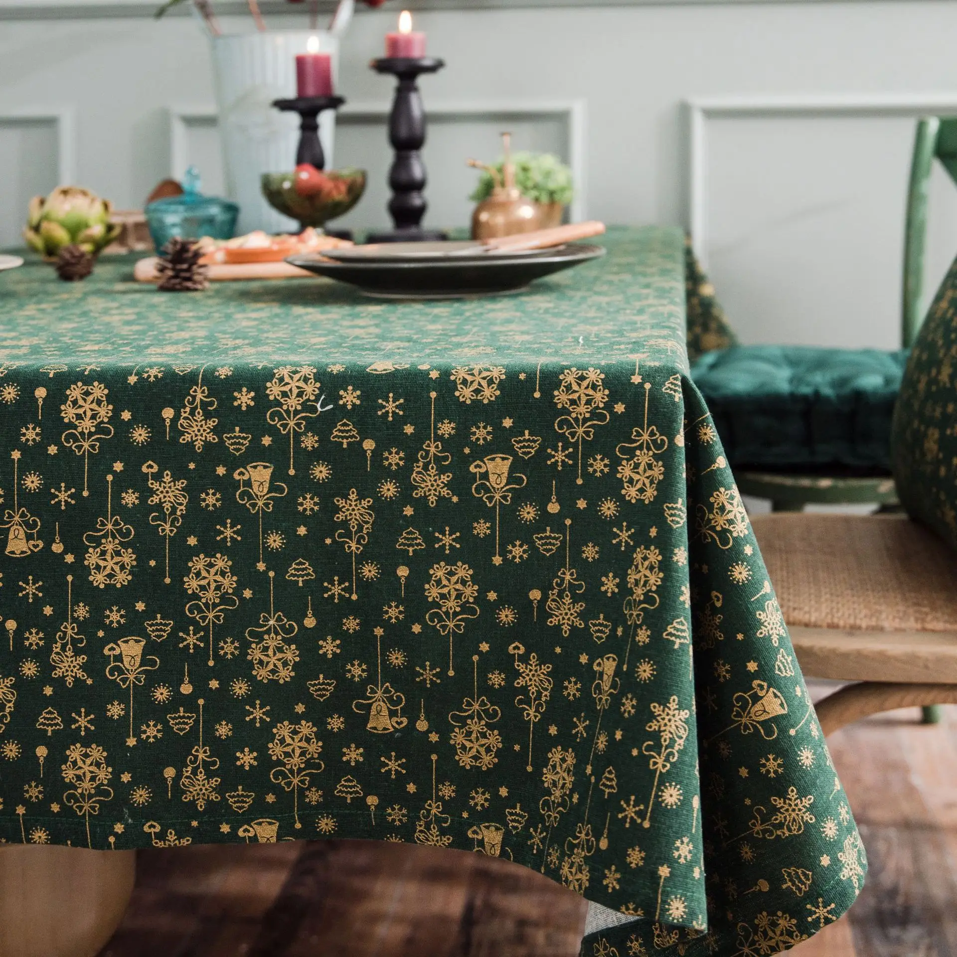 Bronzing Christmas Tablecloth Decoration Mantel Home Table Cloth Nappe Party Wedding for Decor | Дом и сад
