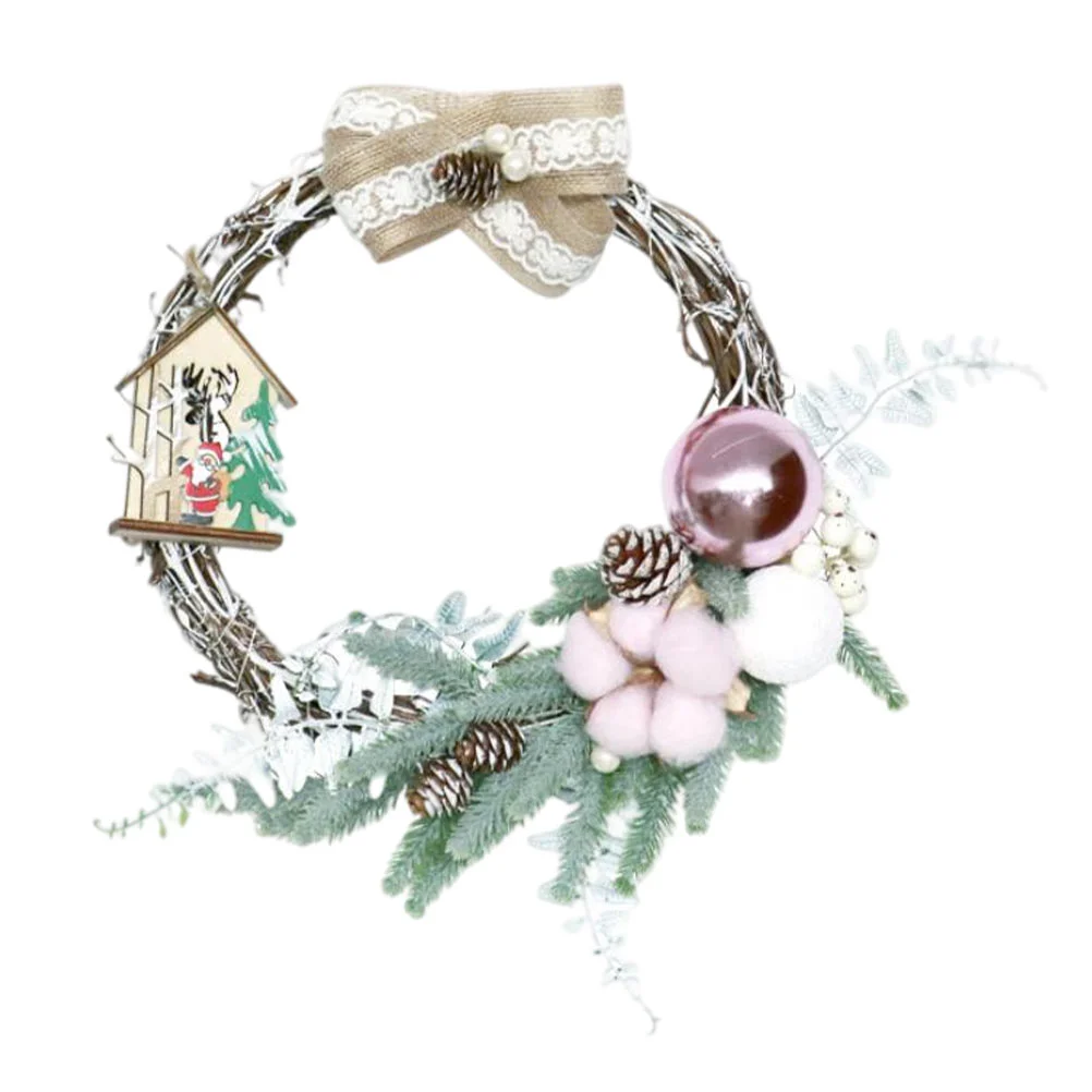 

1Pc Home Artificial Wreath Pendant Xmas Hanging Wreath Scene Layout Prop