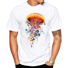 Новые мужские футболки, модные электрические футболки с принтом медузы, хлопковые футболки с круглым вырезом, стильные футболки