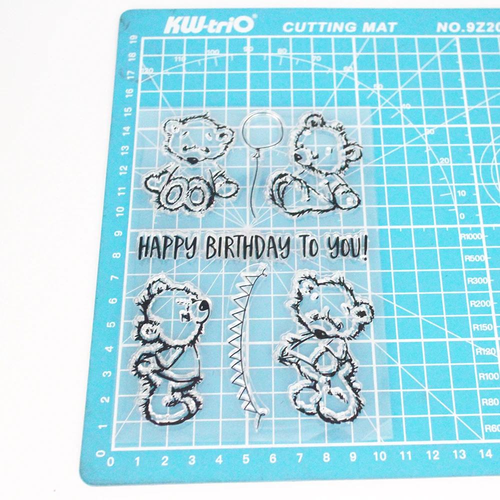 Прозрачные прозрачные штампы в виде медведя и птицы для скрапбукинга