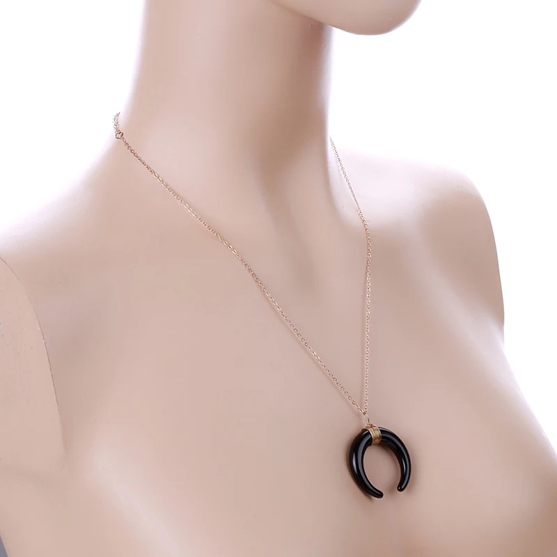 Горячая Распродажа тонкое колье Подвеска Ожерелье изогнутый полумесяц ожерелье