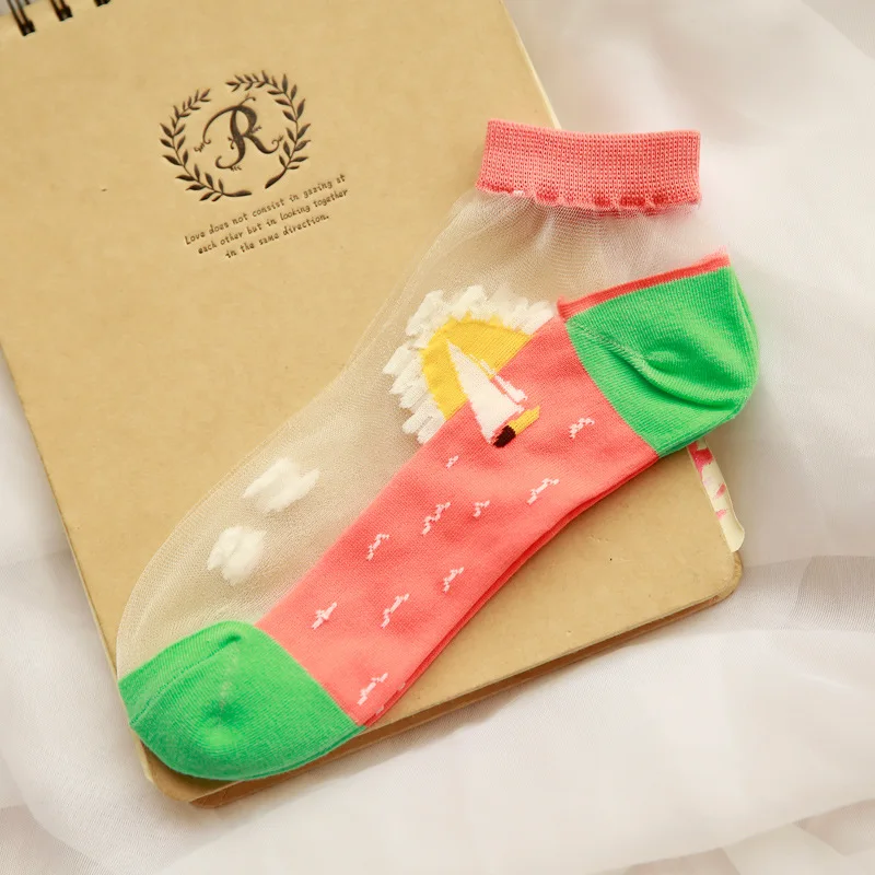 Носки лодыжки женские прозрачные из шелка и стекла 1 пара|socks fashion|socks ankleankle socks |