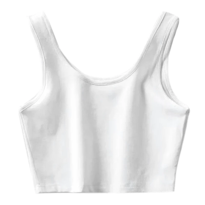 

Women Sleeveless Tank Crop Top U-Neck Racerback Solid Color Camisole Underwear K3NF