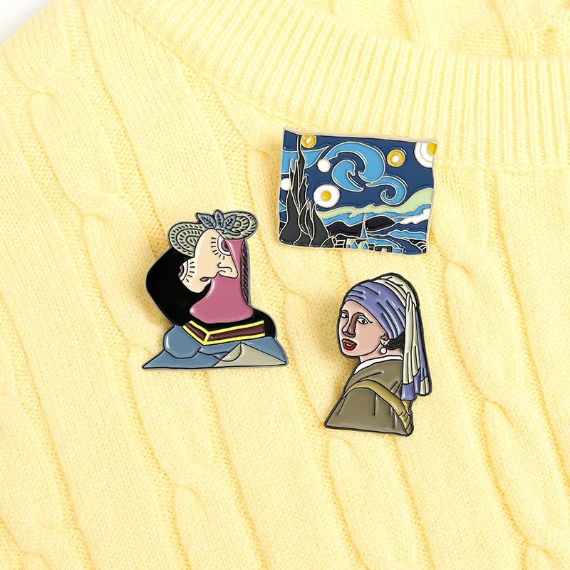

Van Gogh Enamel Pin The Starry Night Oil Painting Brooches Art Jewelry Artist Badge Pins for Backpacks Gift Women Men Wholesale