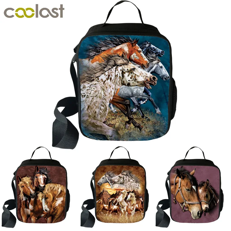 Портативная обеденная сумка с уникальным рисунком лошади термическая