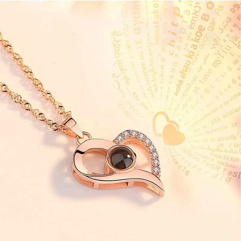 Ожерелье для пар с проекцией Я тебя люблю на 100 языках креативный подарок женщин