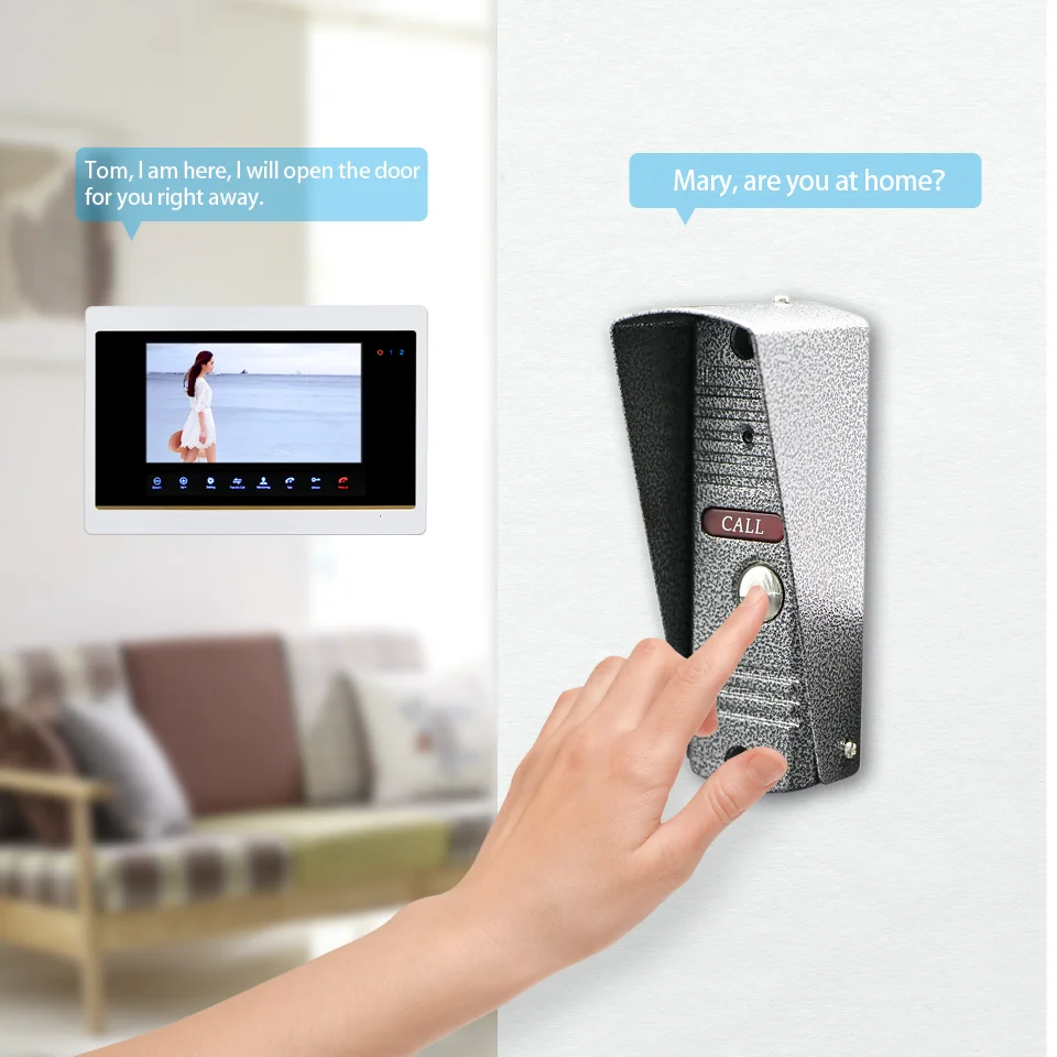 Joytimer Praktische 7 Inch Video Telefoon Intercom Deurbel 1200TVL Camera Monitor Opnemen Unlock Deur Home Security Systeem