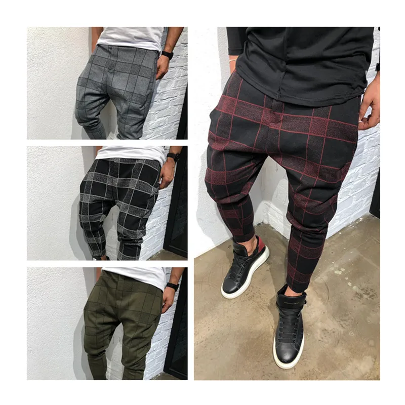 Hombres, облегающие, облегающие, hombres, Chino pantalones sóper cómodos pantalones elaticos para hombres disegno a cuadros rayas lat
