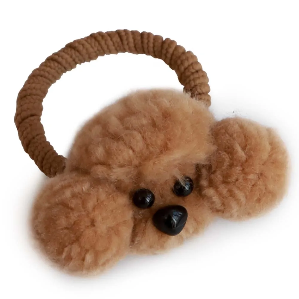 Cute Korean Style Hair Rope Clips Plush Dog Shaped Baby Girl Cartoon Headwear Headband 3D Accessories For Kids Gift | Детская одежда и