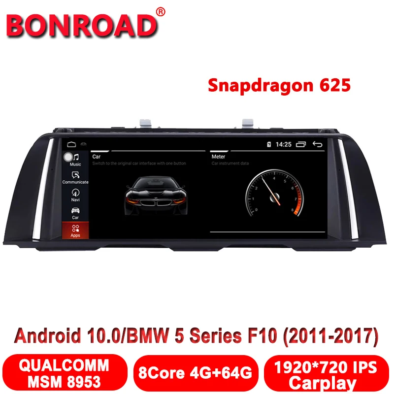 

Bonroad HD 1920X720 Android10 4G+64G Car DVD For BMW 5 Series F10 F11 F18 4G Wifi Carplay Bluetooth GPS 2Din Snapdragon Headunit