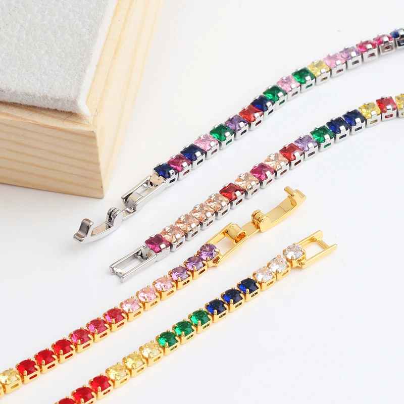 Роскошные регулируемые разноцветные браслеты для тенниса женщин женский