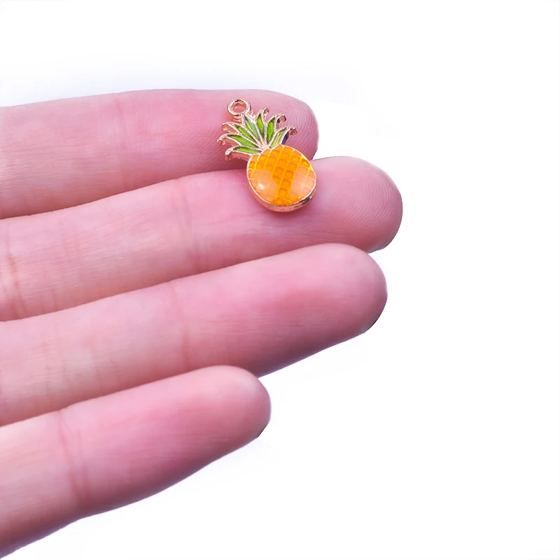 

100Pcs/Lot Enamel Fruit Strawberry Watermelon Charms Pineapple Mango Pendant Handcraft Bracelet Necklaces For Jewelry Making