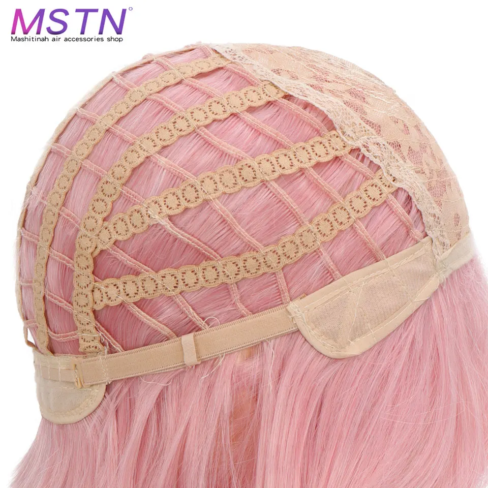

MSTN Synthetic Long Ombre Wavy Wigs for Black Women African American Pink Hair Purple Wigs with Bangs Party Daily Cosplay Wig